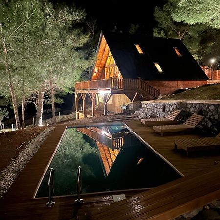Panurlawoodenhouse Oezel Havuz& Sauna Mavi Dış mekan fotoğraf