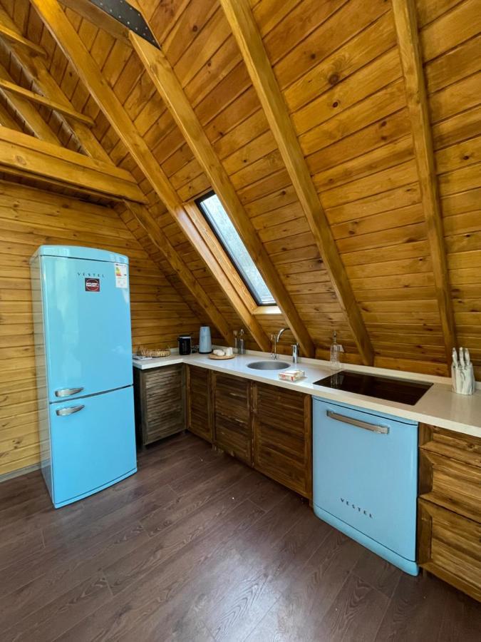 Panurlawoodenhouse Oezel Havuz& Sauna Mavi Dış mekan fotoğraf