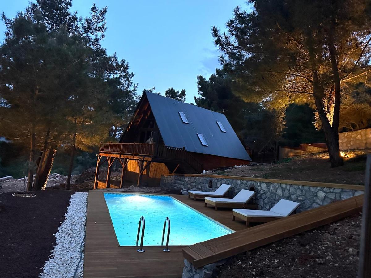 Panurlawoodenhouse Oezel Havuz& Sauna Mavi Dış mekan fotoğraf