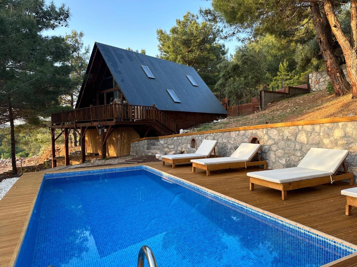 Panurlawoodenhouse Oezel Havuz& Sauna Mavi Dış mekan fotoğraf